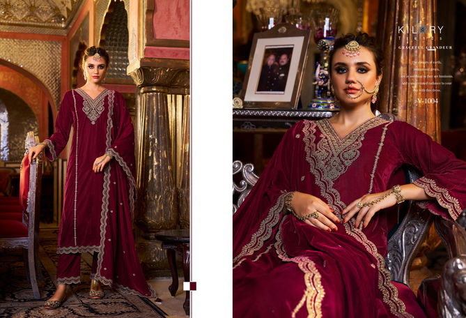 Dilruba By Kilory Winter Wear Designer Velvet Salwar Kameez Wholesalers In Delhi
